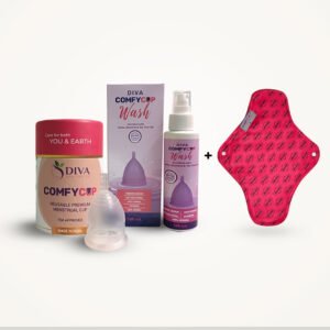 Comfycup Period Kit (Menstrual Cup+Wash+ Reusable Panty Liners)